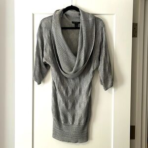 White House Black Market || silver metallic cowl neck sweater